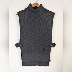 Banana Republic Knit Turtle Neck Poncho Sweater Vest Womens Medium Black Minimal